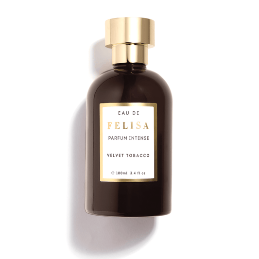 Frasco de 100ml do Velvet Tobacco EDP Intense com fundo branco e sombra